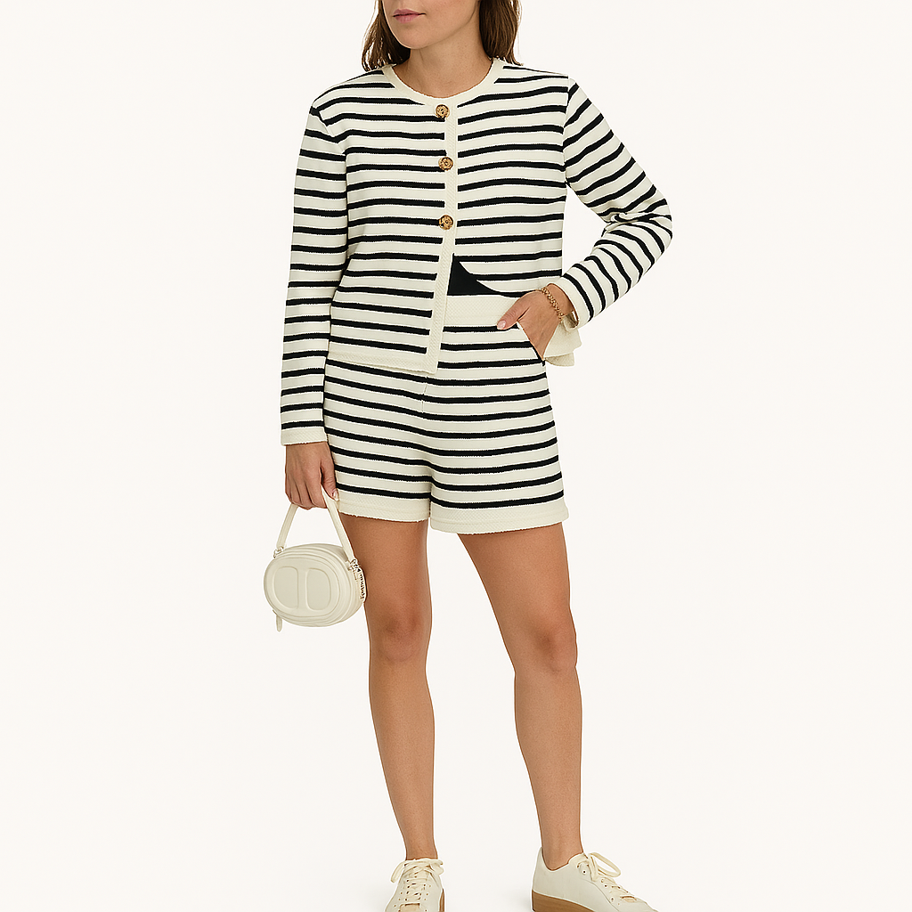 Gestreiftes 2-teiliges Sommer-Co-Ord-Set für Damen – Leichtes Leinen