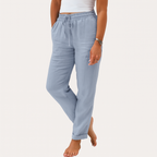 Leichte Leinenhose mit weitem Bein – Elastischer Bund, sommerlicher Komfort