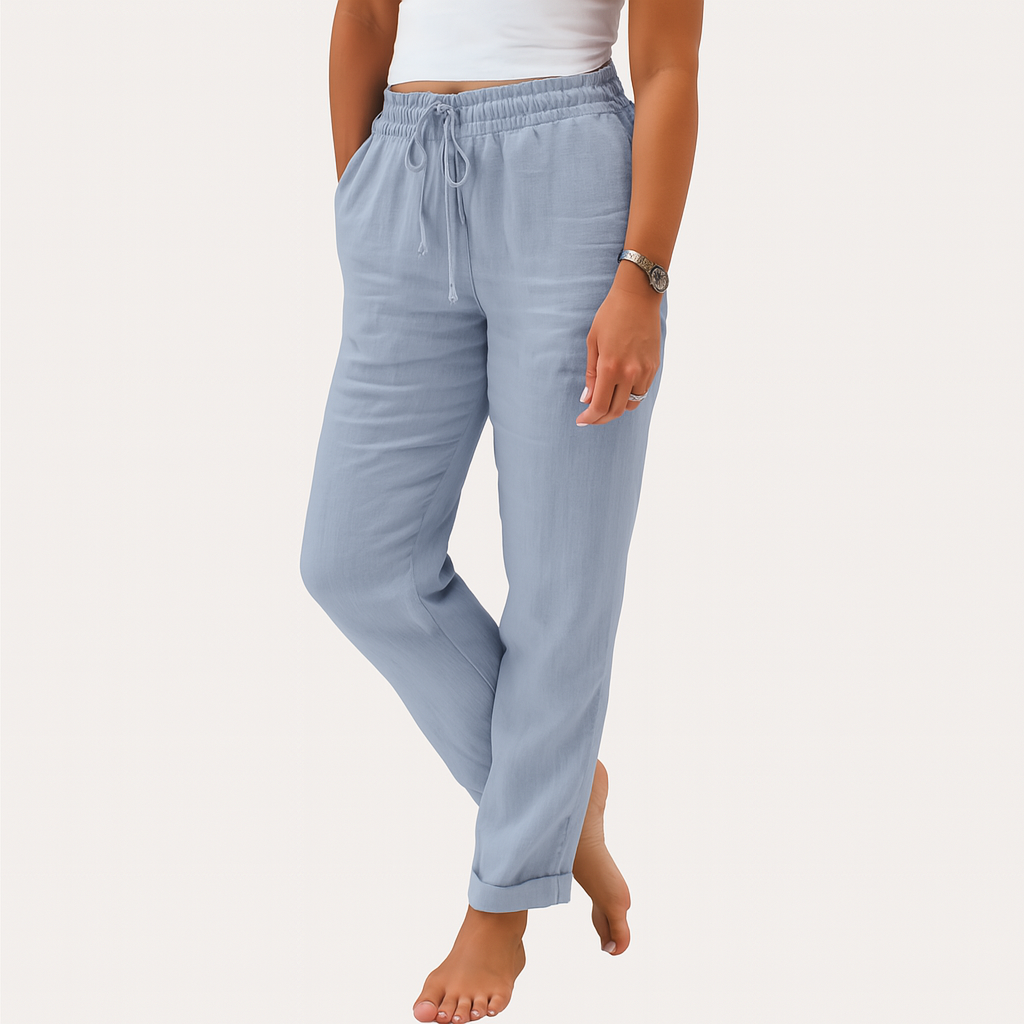 Leichte Leinenhose mit weitem Bein – Elastischer Bund, sommerlicher Komfort