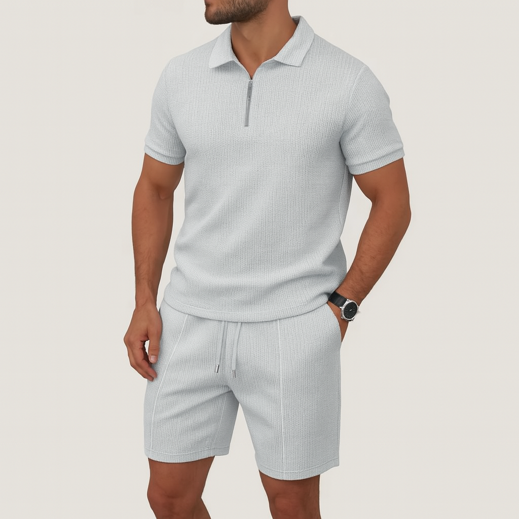 Herren Baumwoll-Polo-Shirt & Shorts Set – Sommer Casual