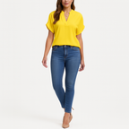 Bluse mit ausgestellten Ärmeln – Leichtes, lässiges Sommer-Top mit Rundhalsausschnitt