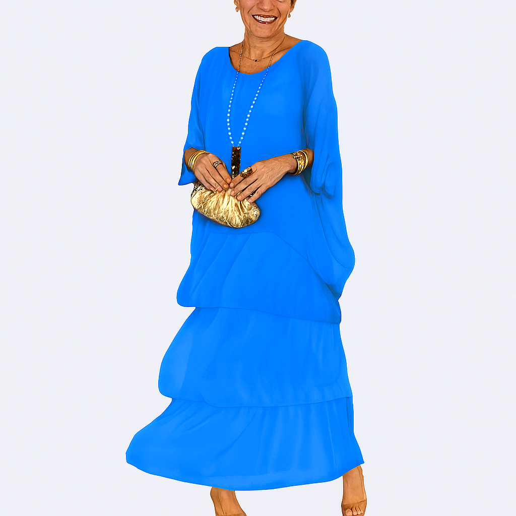 Langes Maxi-Kleid mit Rundhalsausschnitt – Leichter, fließender Sommerstil