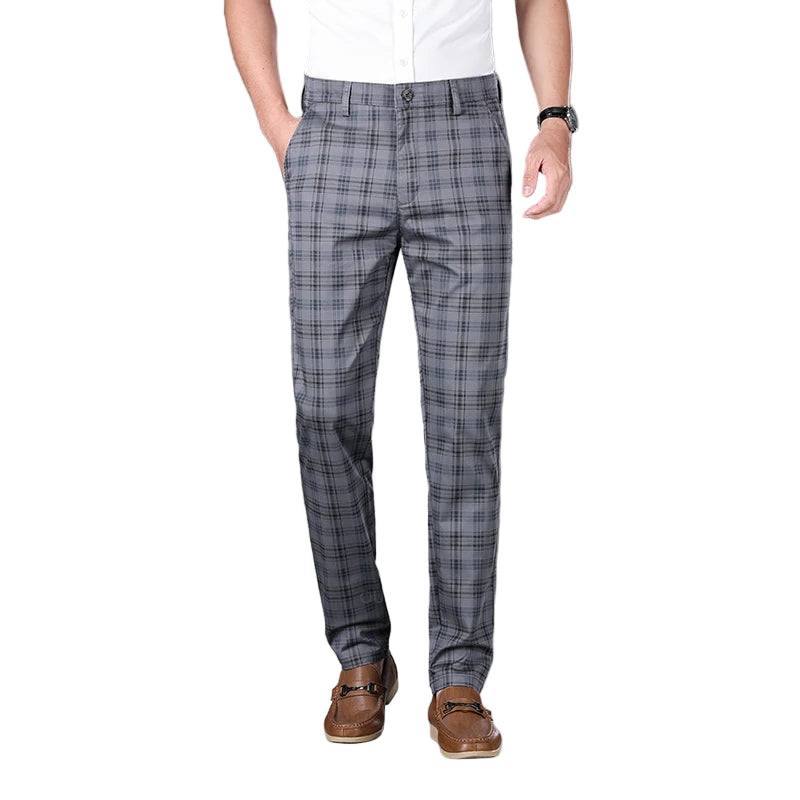 Herren Graue Kariert Slim Fit Hose – Smarte Arbeitskleidung