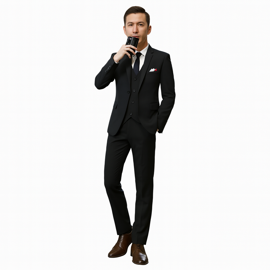 Herren 3-teiliges Anzug-Set mit Jacke mit Notch-Kragen, Weste und Hose
