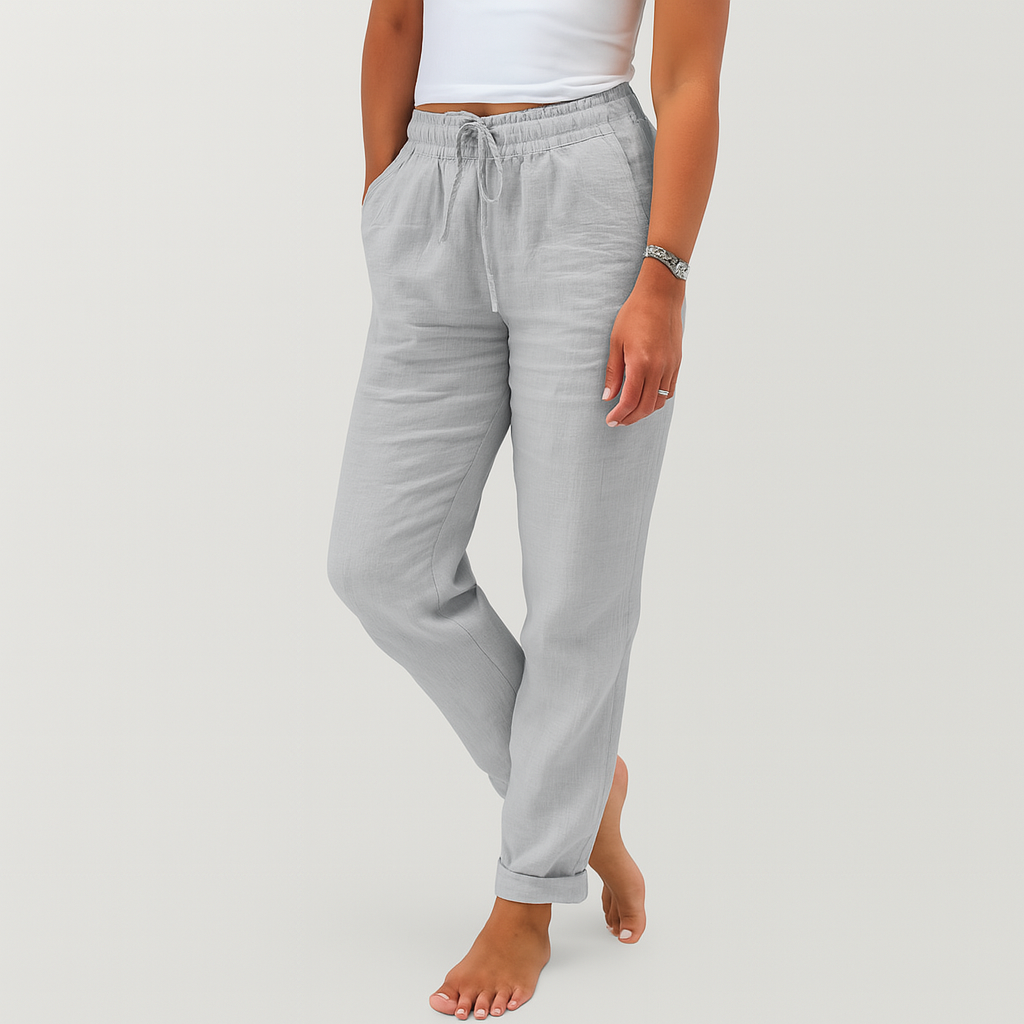 Leichte Leinenhose mit weitem Bein – Elastischer Bund, sommerlicher Komfort