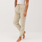 Leichte Leinenhose mit weitem Bein – Elastischer Bund, sommerlicher Komfort