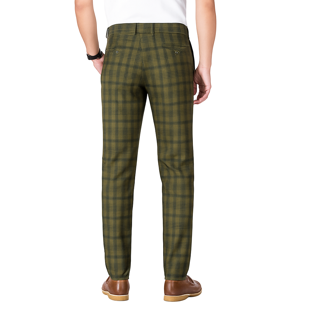 Herren Graue Kariert Slim Fit Hose – Smarte Arbeitskleidung