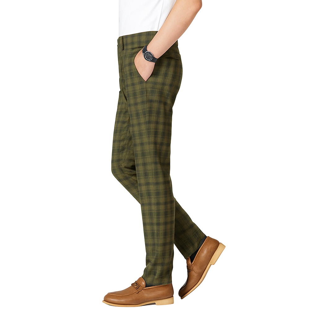 Herren Graue Kariert Slim Fit Hose – Smarte Arbeitskleidung