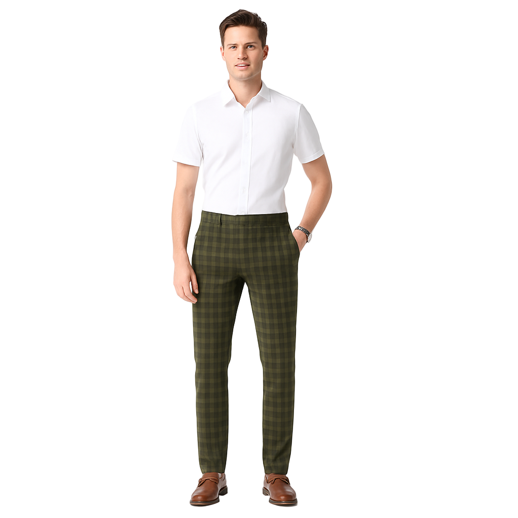 Herren Graue Kariert Slim Fit Hose – Smarte Arbeitskleidung