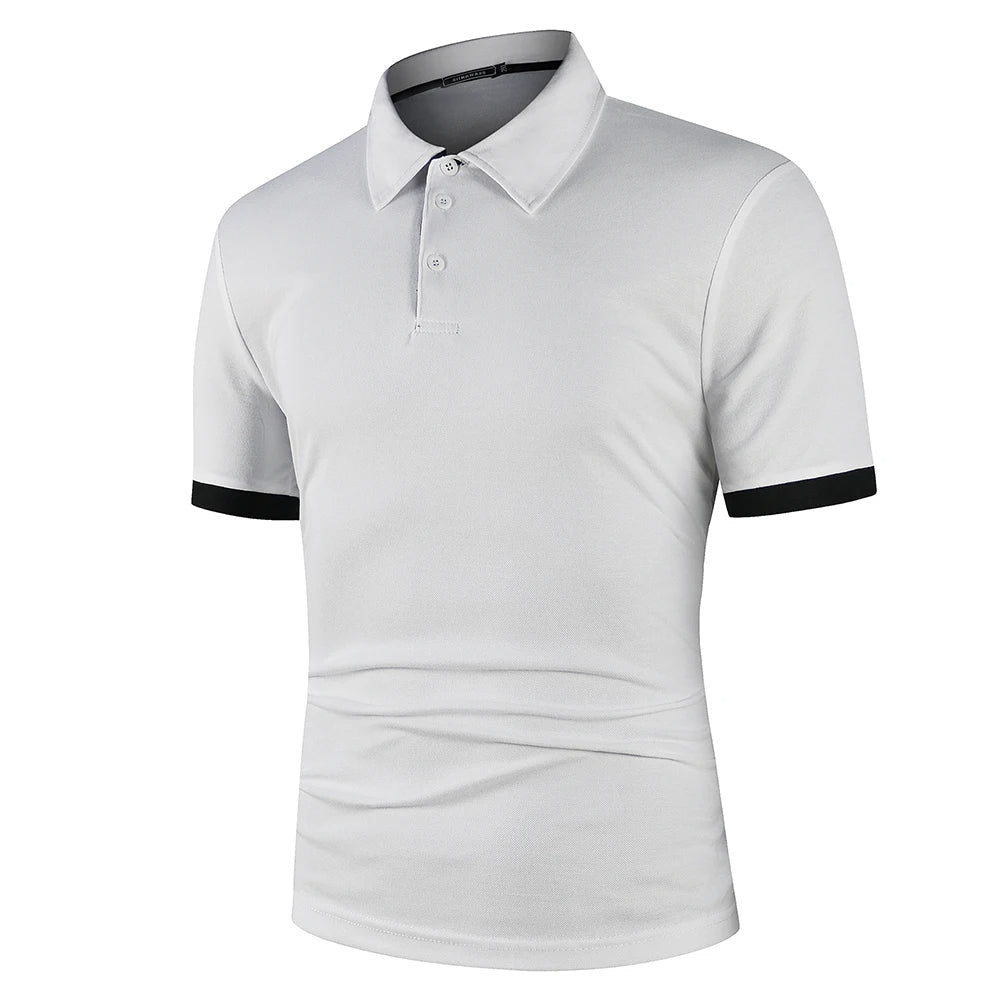 Herren Blaues Polo-Shirt mit kurzen Ärmeln – Leichtes Sommeroberteil