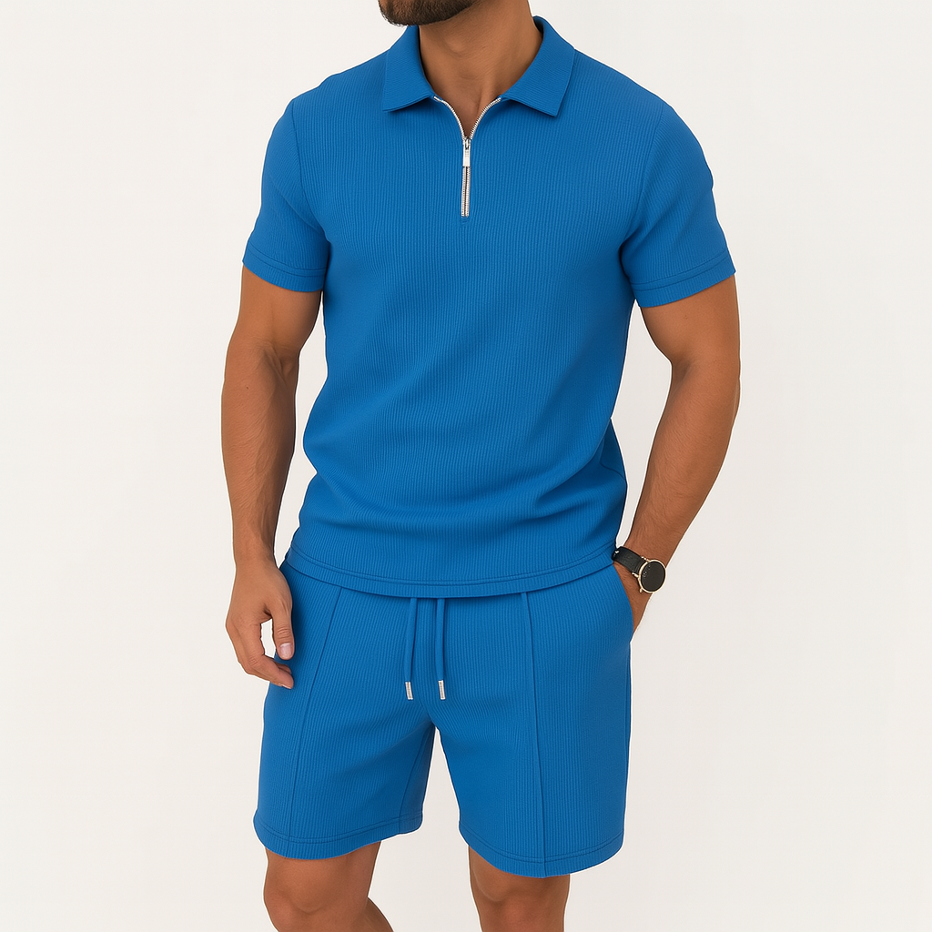 Herren Baumwoll-Polo-Shirt & Shorts Set – Sommer Casual
