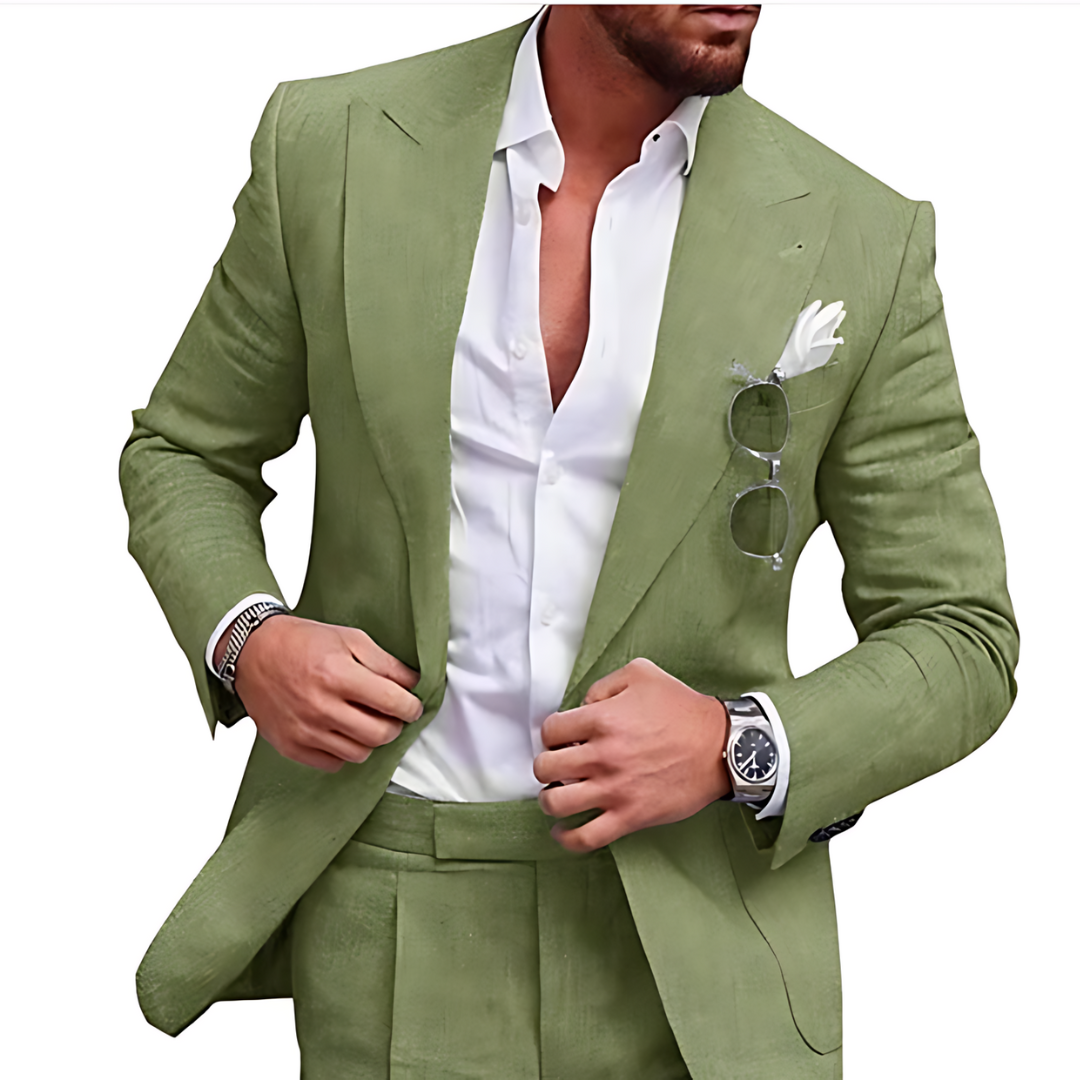 Herren Leinen-Anzug Set – 2-teiliges Sommerhochzeits- & Urlaubsoutfit