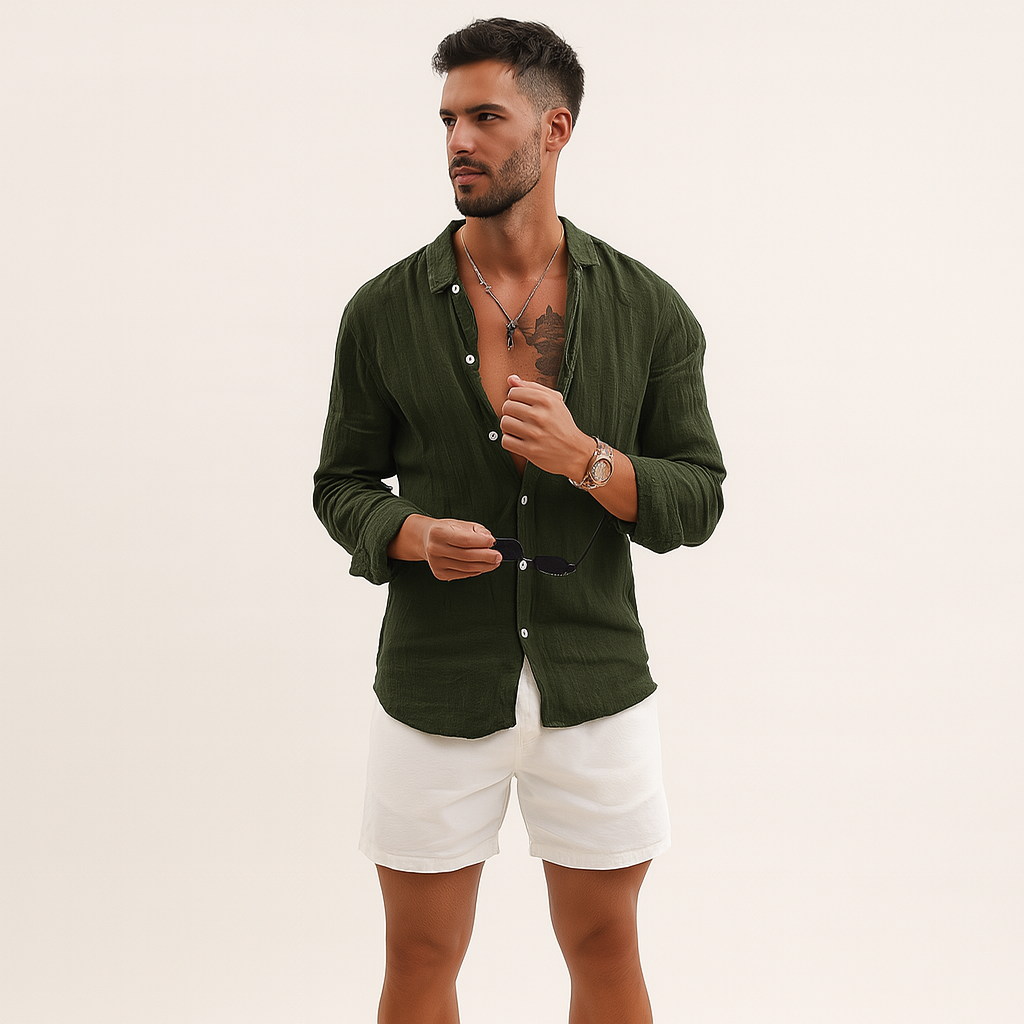 Leichtes Leinenhemd mit langen Ärmeln – Atmungsaktiver Sommer-Casual
