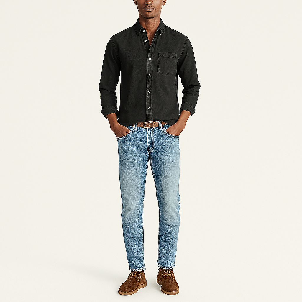Herren Langarm-Leinenhemd – Leichtes Sommer-Button-Up