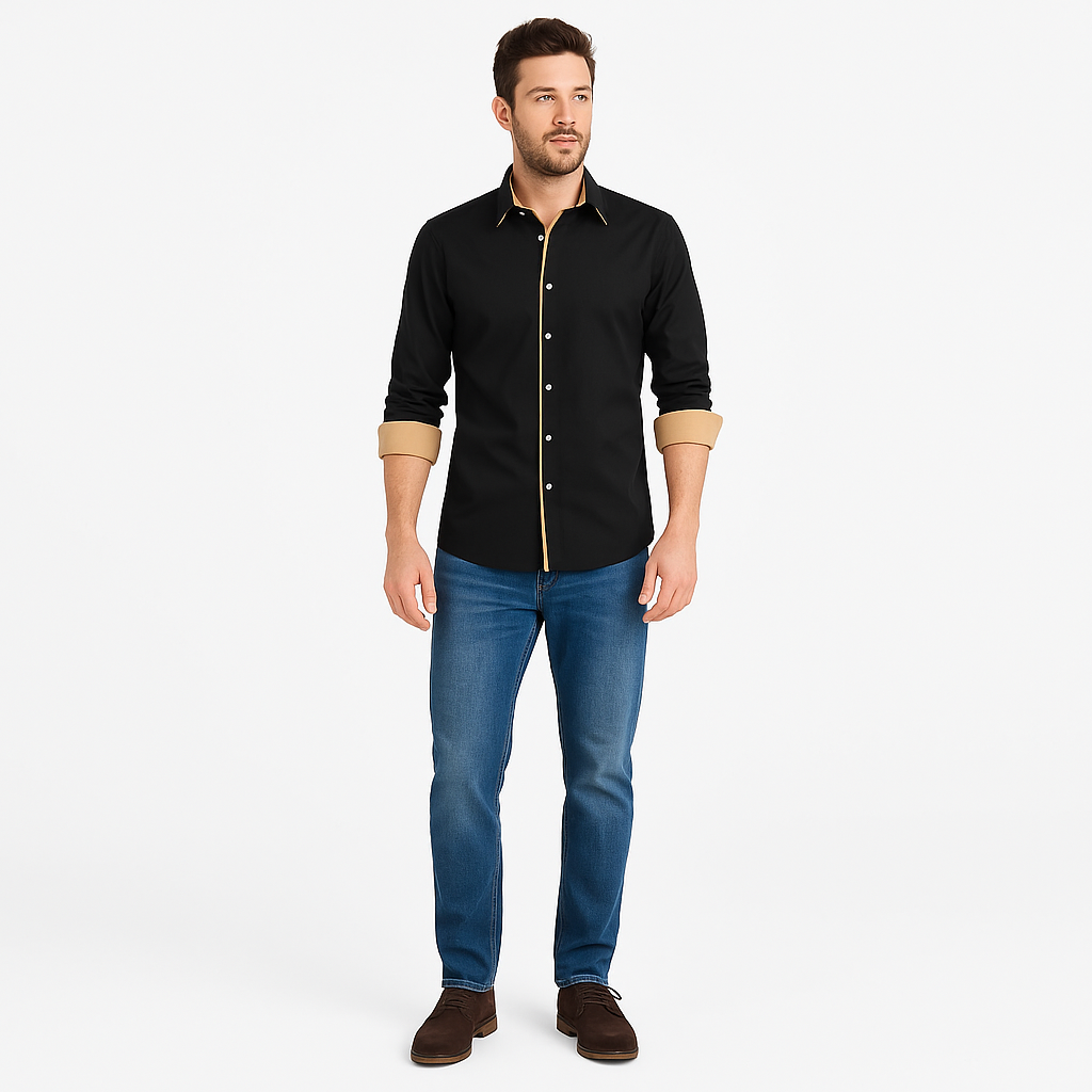 Herren Frühlingshemd – Langarm-Casual Button-Up-Oberteil