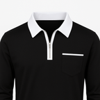 Herren Langarm-Polo mit Reißverschlusskragen – Smart-Casual