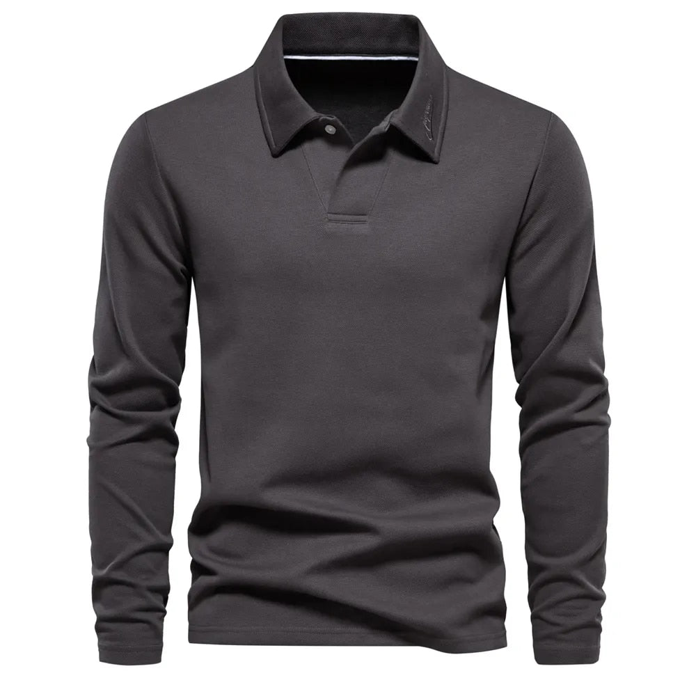 Herren-Langarm-Poloshirt – Strickpullover mit Kragen