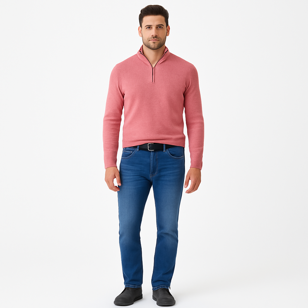 Herren Halbarm-Pullover mit langen Ärmeln für den Freizeitlook