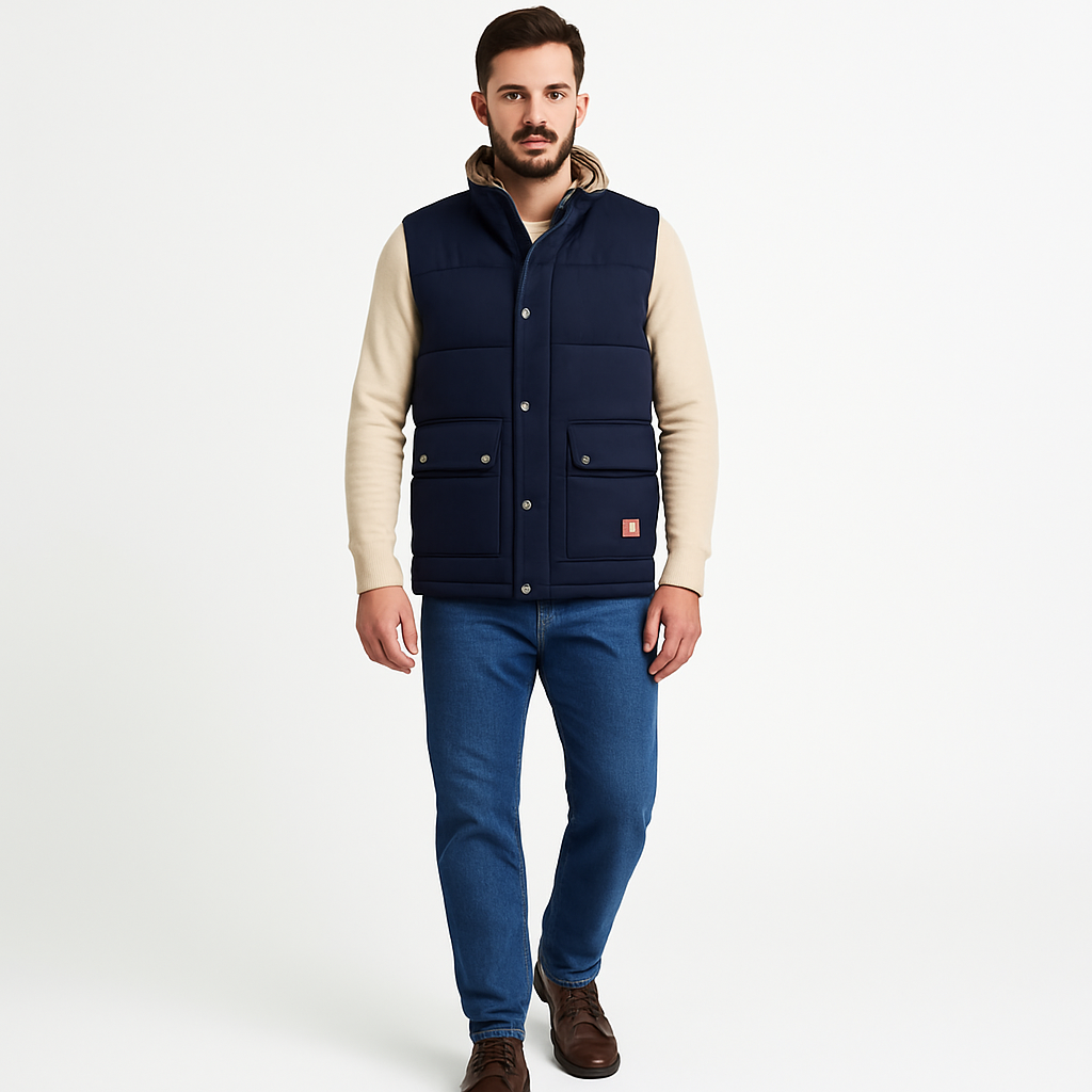 Herren Ärmellose Weste mit Reißverschluss für lässiges Layering