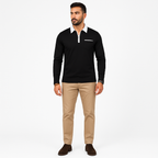 Herren Langarm-Polo mit Reißverschlusskragen – Smart-Casual