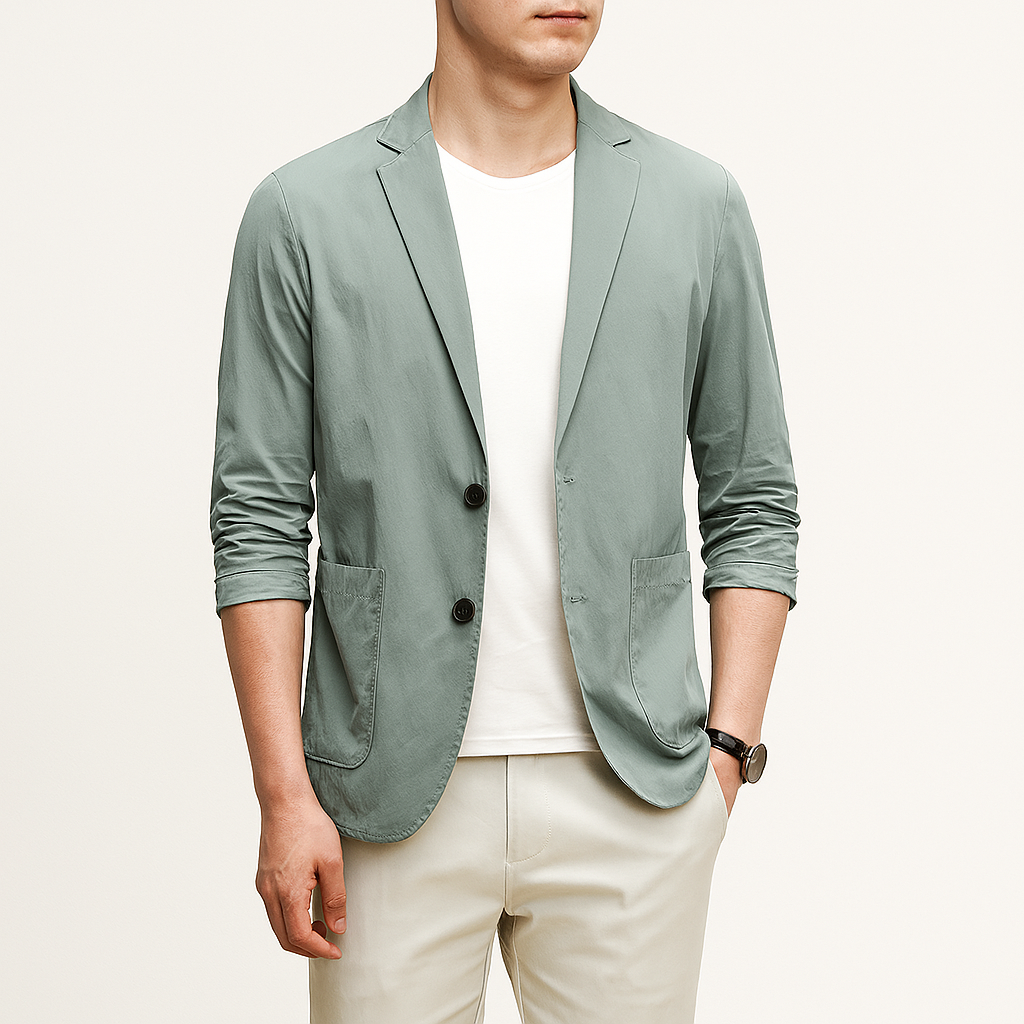 Herren Leichter Sommerblazer – Ungefütterte Leinenmischung Jacke