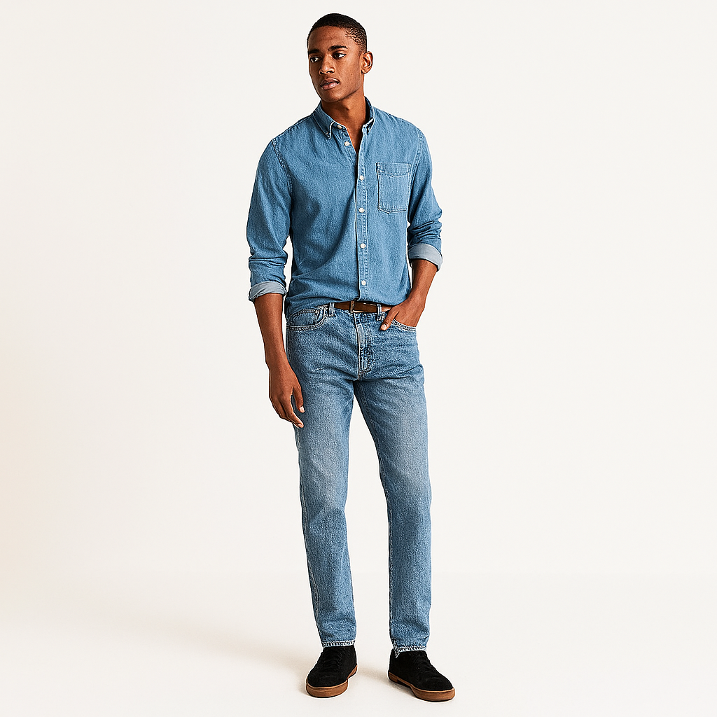 Herren Langarm-Leinenhemd – Leichtes Sommer-Button-Up