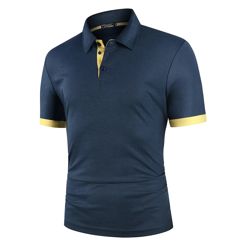 Herren Blaues Polo-Shirt mit kurzen Ärmeln – Leichtes Sommeroberteil