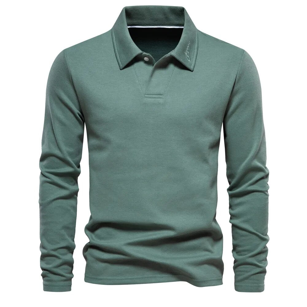 Herren-Langarm-Poloshirt – Strickpullover mit Kragen