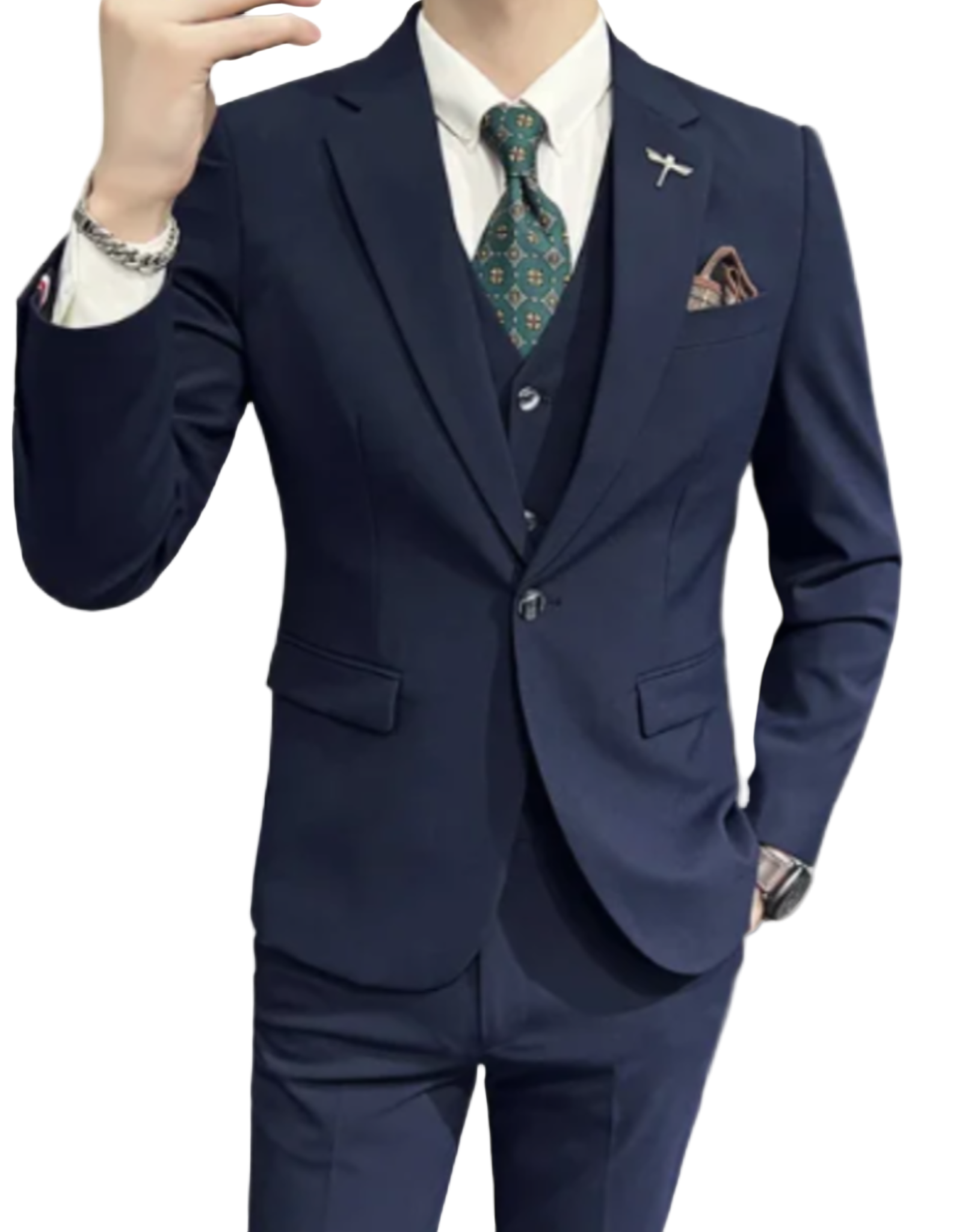 Herren 3-teiliger Anzug mit Reversjacke, Weste und Hose