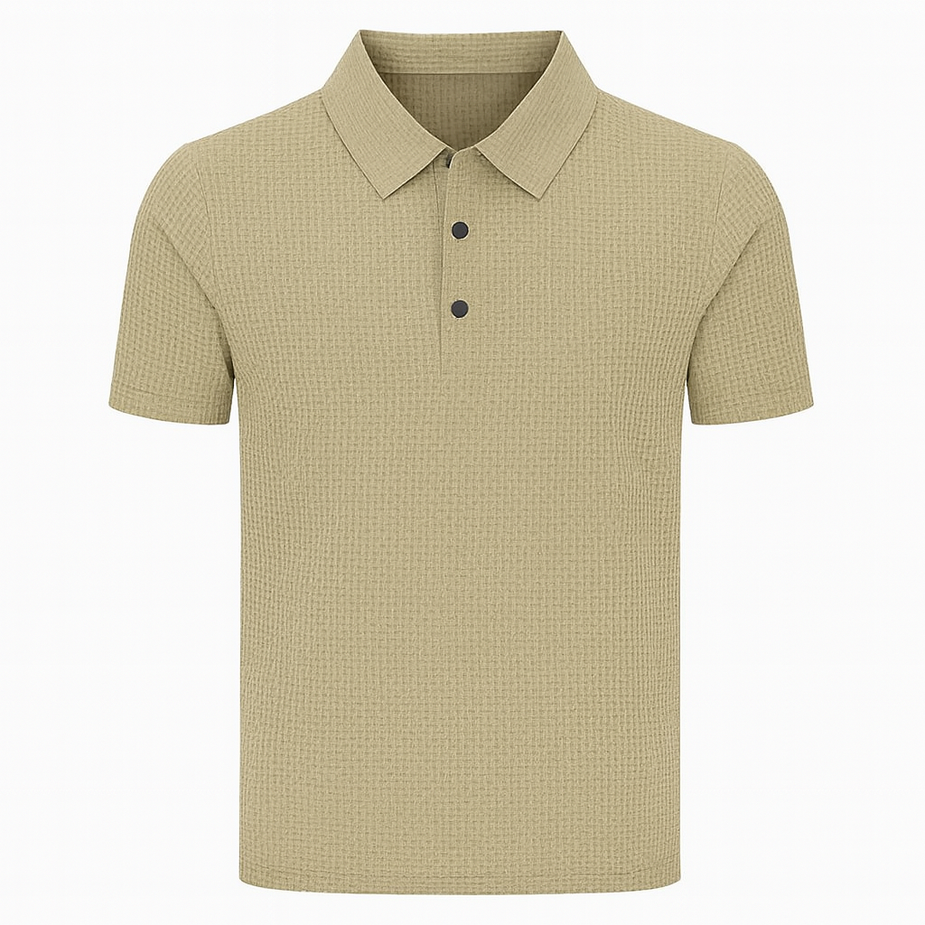 Herren-Seiden-Poloshirt – Kurzarm-Mesh-Stil Sommeroberteil