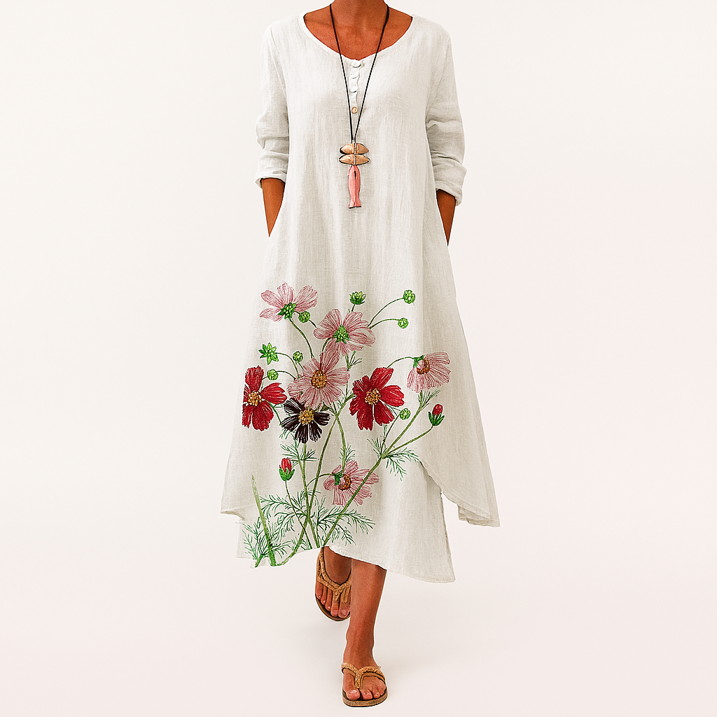 Damen Nachhaltiges Atmungsaktives Midi-Kleid mit Taschen, Ganzjahrestauglich