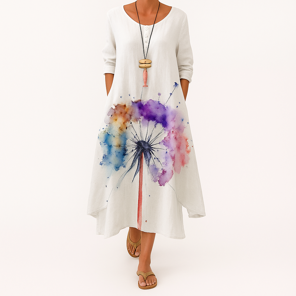 Damen Nachhaltiges Atmungsaktives Midi-Kleid mit Taschen, Ganzjahrestauglich