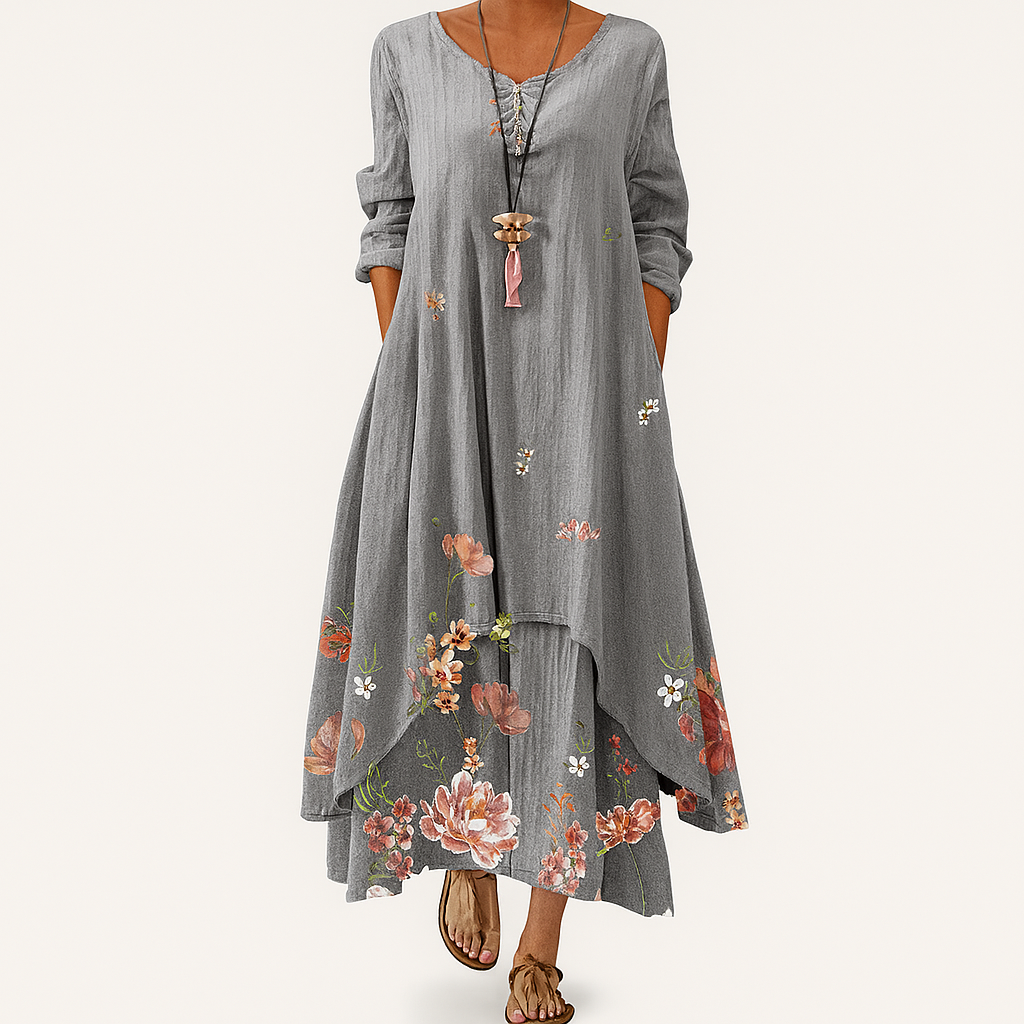 Damen Nachhaltiges Atmungsaktives Midi-Kleid mit Taschen, Ganzjahrestauglich