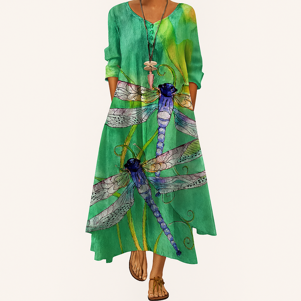 Damen Nachhaltiges Atmungsaktives Midi-Kleid mit Taschen, Ganzjahrestauglich
