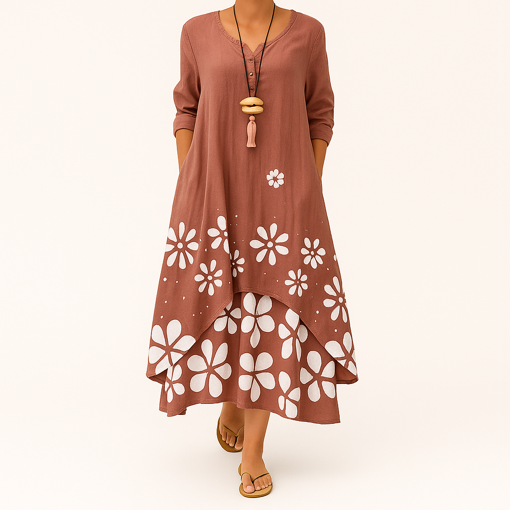 Damen Nachhaltiges Atmungsaktives Midi-Kleid mit Taschen, Ganzjahrestauglich