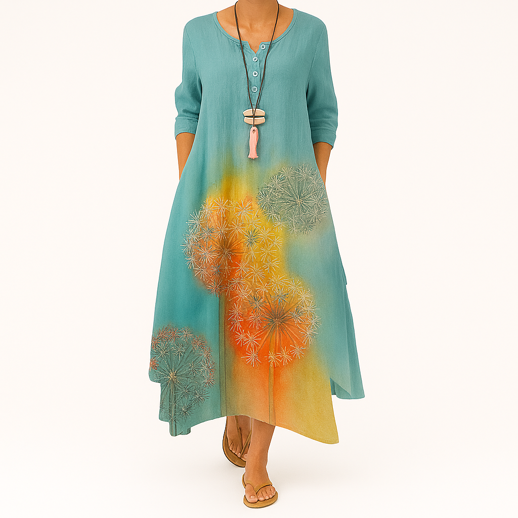 Damen Nachhaltiges Atmungsaktives Midi-Kleid mit Taschen, Ganzjahrestauglich