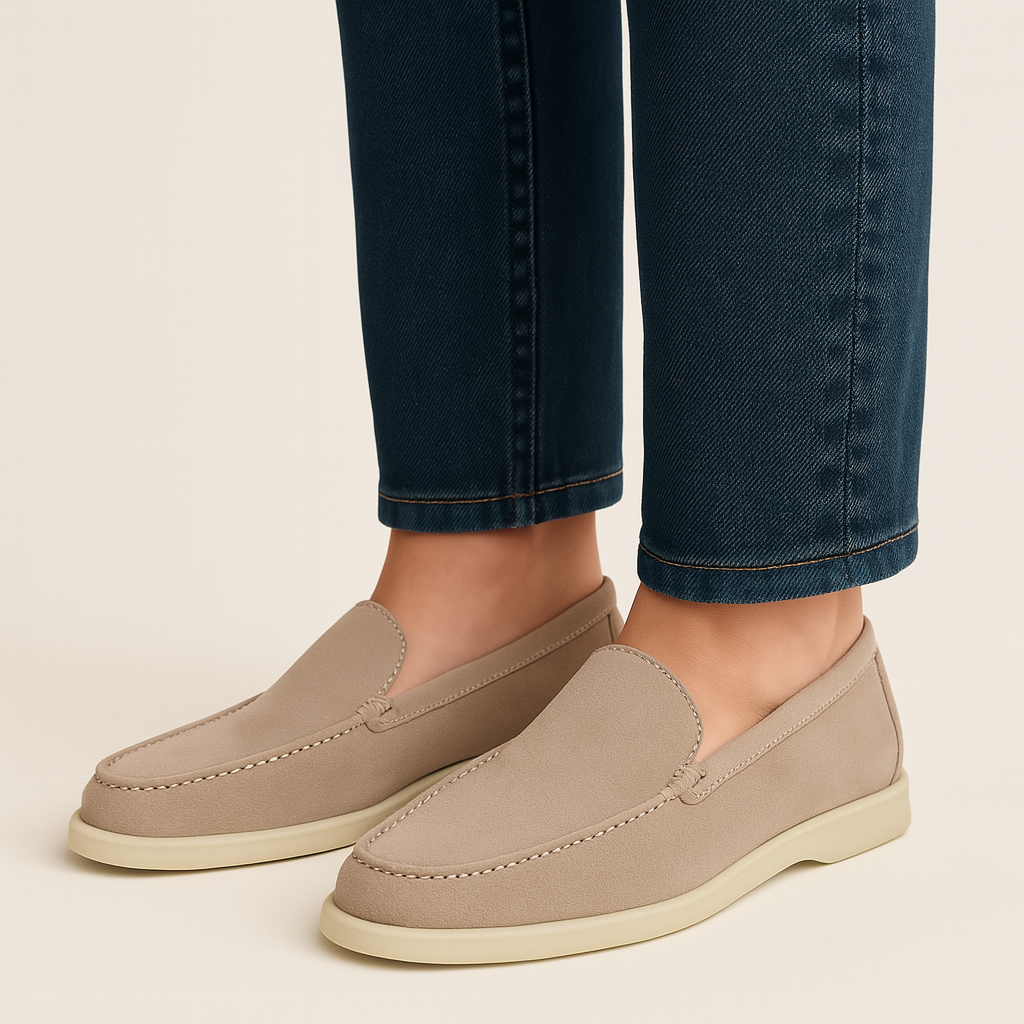 Herren Beige Wildleder Loafers – Weiche Penny Loafers Flache Schuhe