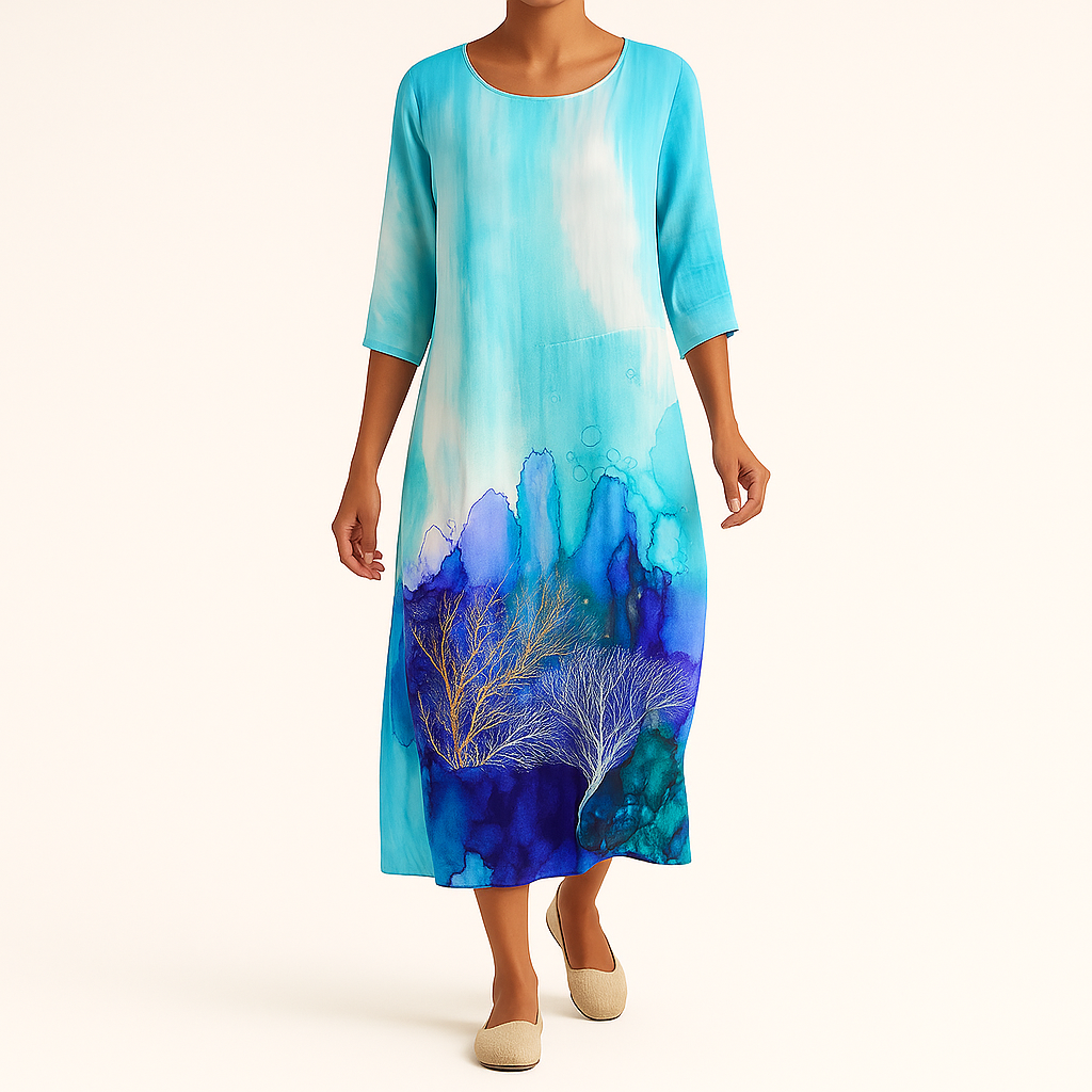 Damen Fließendes Ärmelloses Midi-Kleid – Leichtes Elegantes Design