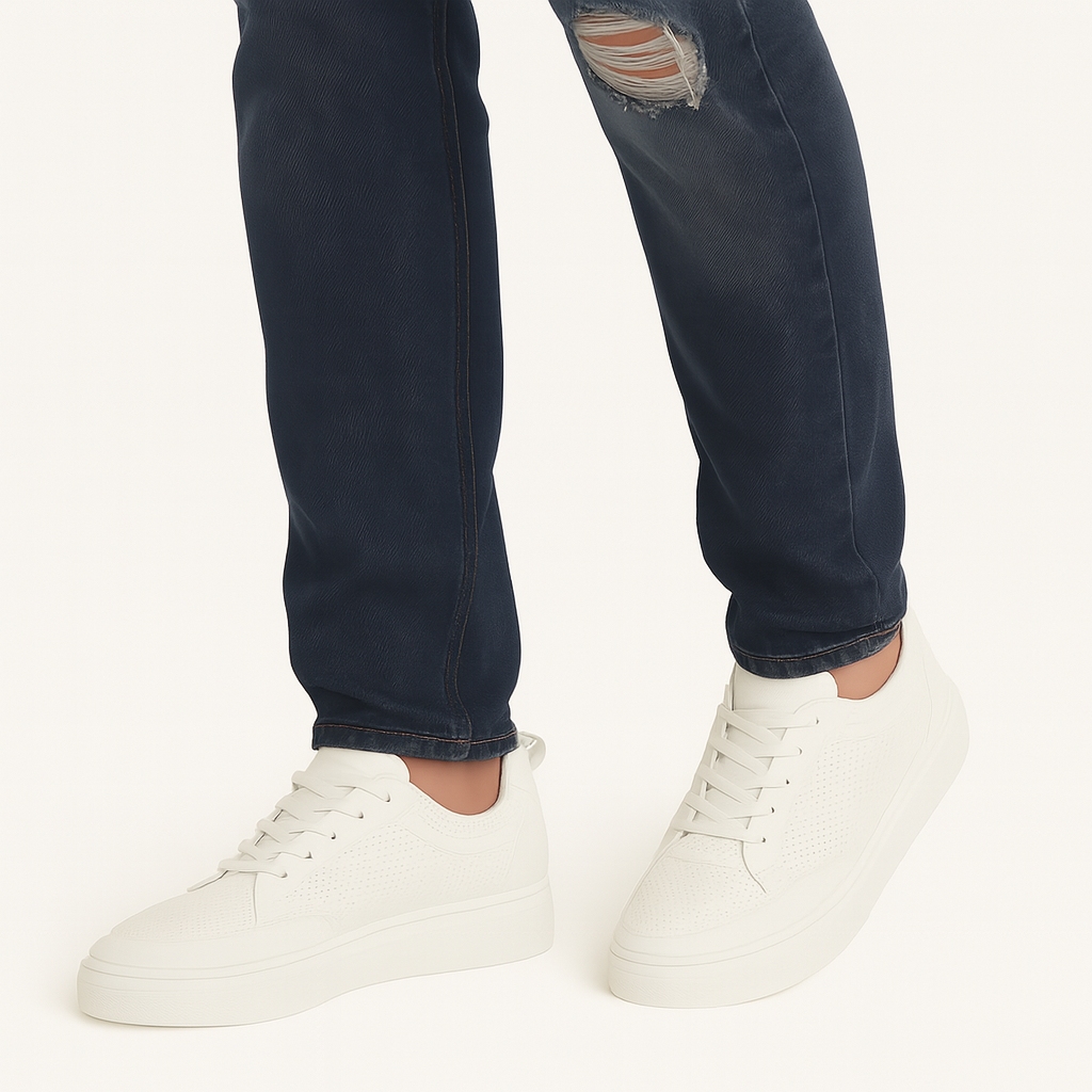 Herren Perforierte Leder-Sneaker mit Gepolsterter Sohle, Atmungsaktiv