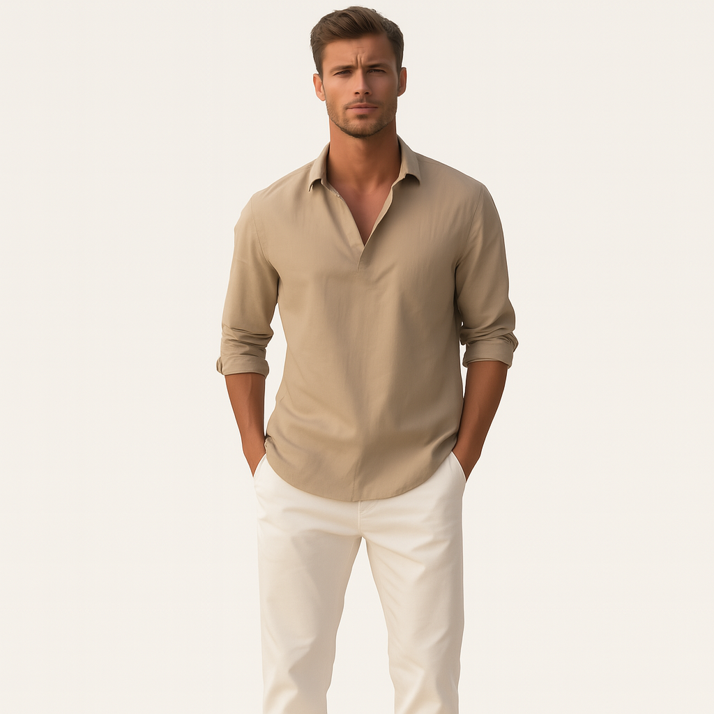 Men’s Linen Casual Beach Shirt – Lightweight Short‑Sleeve Holiday Top