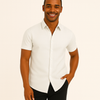 Herren Baumwoll Kurzarm-Button-Down-Hemd – Lässige Sommer-Tailored-Passform