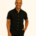 Herren Baumwoll Kurzarm-Button-Down-Hemd – Lässige Sommer-Tailored-Passform
