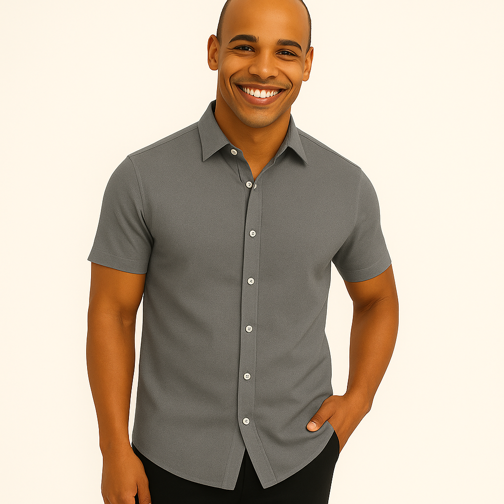Herren Baumwoll Kurzarm-Button-Down-Hemd – Lässige Sommer-Tailored-Passform