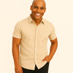 Herren Baumwoll Kurzarm-Button-Down-Hemd – Lässige Sommer-Tailored-Passform