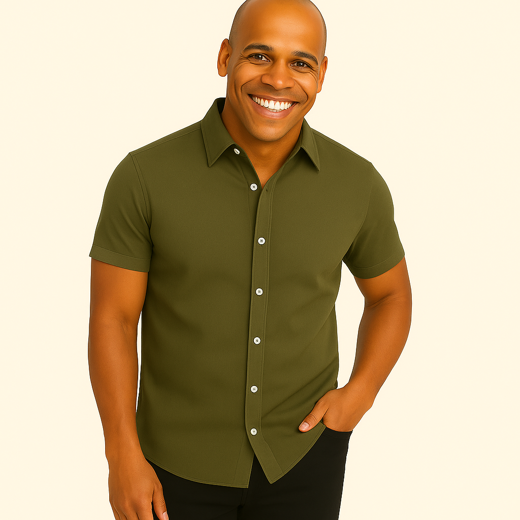 Herren Baumwoll Kurzarm-Button-Down-Hemd – Lässige Sommer-Tailored-Passform