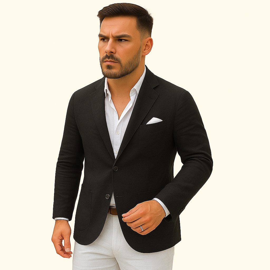 Herren Leinen-Blazerjacke – Leichter, taillierter Sommer-Blazer