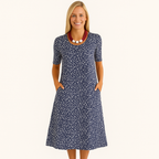 Damen Leichtes V-Ausschnitt Sommer-Casual-Kleid – Kurzarm