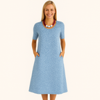 Damen Leichtes V-Ausschnitt Sommer-Casual-Kleid – Kurzarm