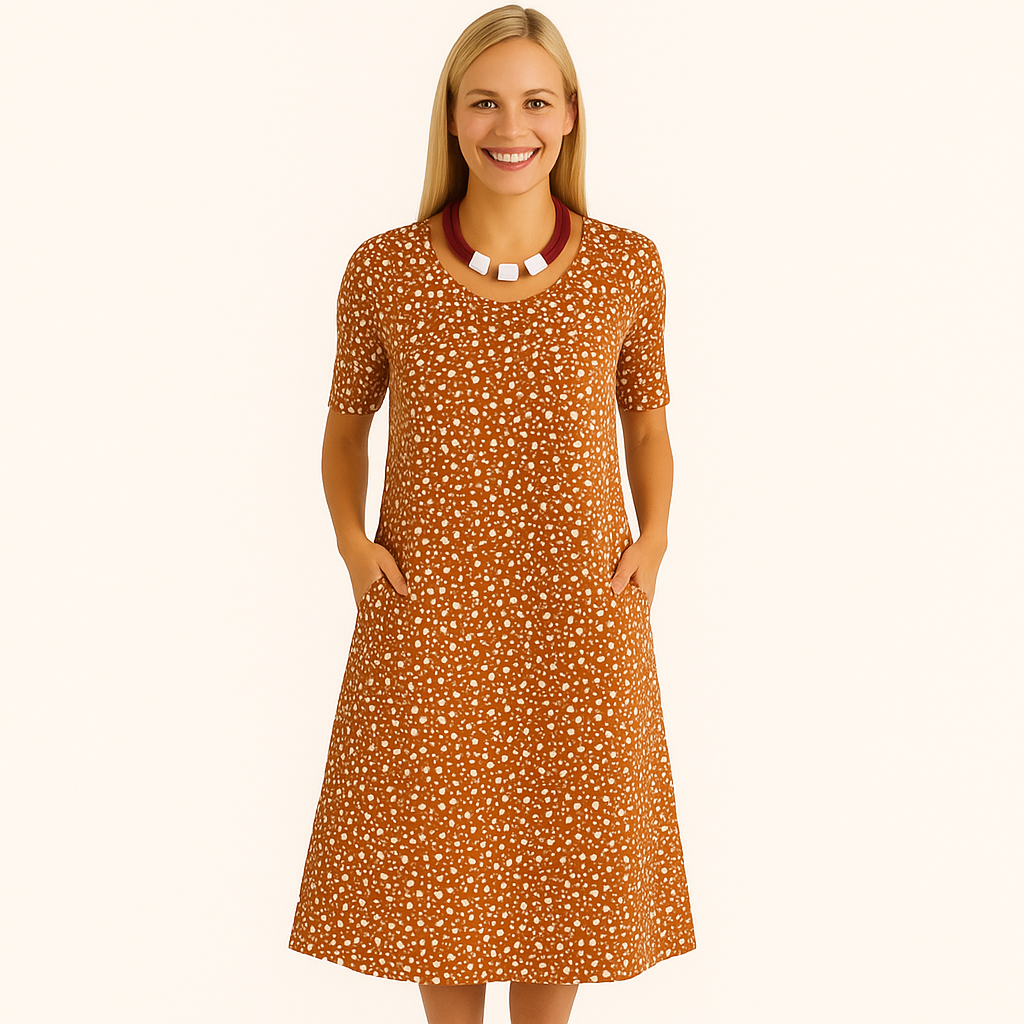 Damen Leichtes V-Ausschnitt Sommer-Casual-Kleid – Kurzarm