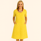 Damen Leichtes V-Ausschnitt Sommer-Casual-Kleid – Kurzarm